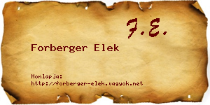 Forberger Elek névjegykártya